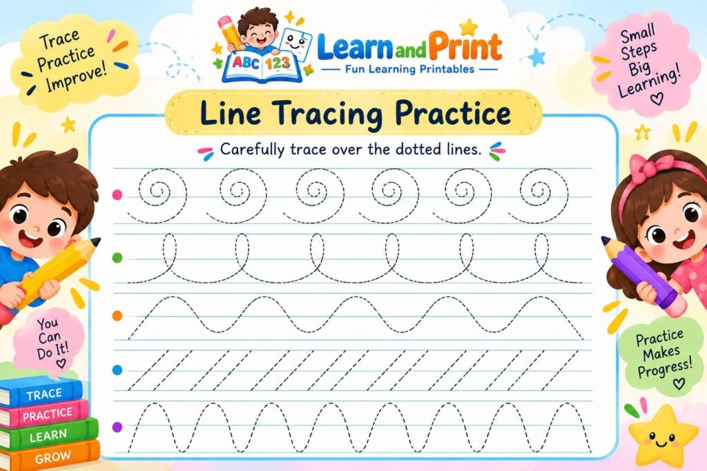 Free Printable Tracing Lines Worksheet for Kids